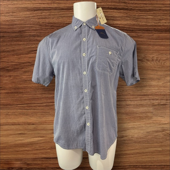 Tommy Bahama Other - TOMMY BAHAMA JEANS ISLAND CRAFTED Shirt Mens Medium Blue Short Sleeve NWT (162)